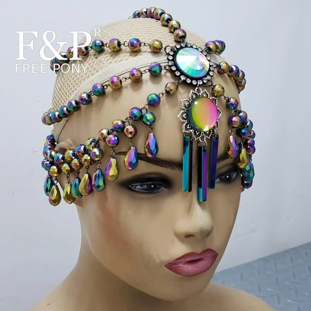 Женский голографический головной убор украшение для волос с кристаллами и