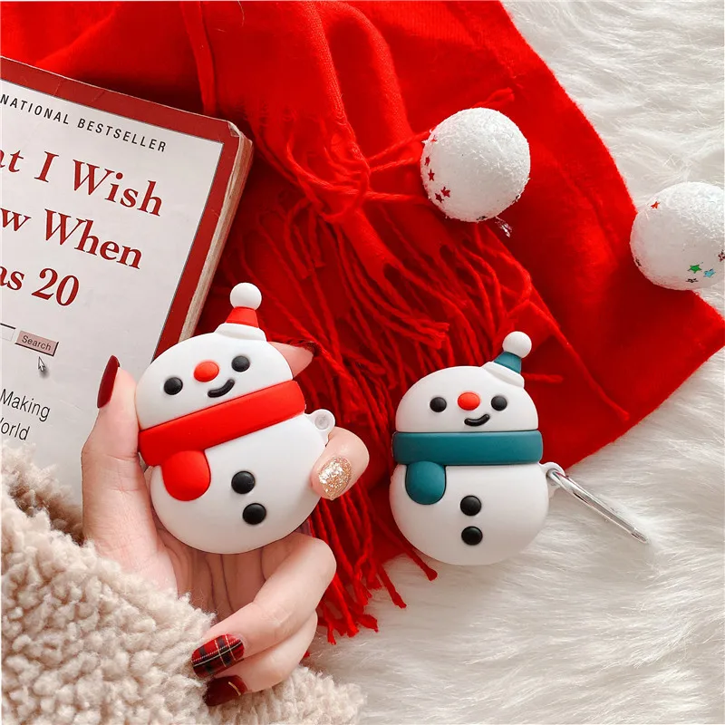 

For AirPod 1 2 Case 3D Christmas Snowman Snow Man Cartoon Soft Silicone Earphone Cases For Apple Airpods Case Cute Cover Funda