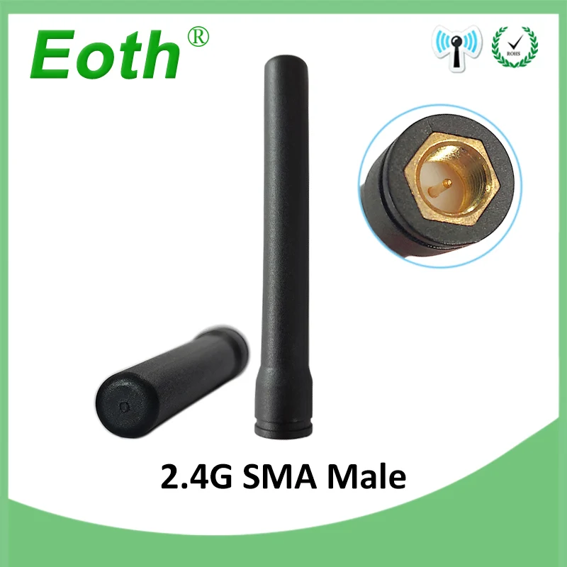 EOTH 10pcs 2.4g antenna 3dbi sma male wlan wifi 2.4ghz antene pbx iot module router tp link signal receiver antena high gain