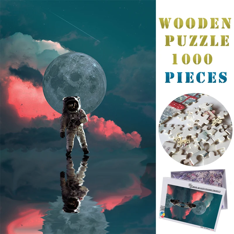 

MOMEMO Astronaut Wooden 1000 Pieces Jigsaw Puzzle Toys Adults 1000 Pieces Customized Puzzles Quality DIY Assembling Puzzle Toys