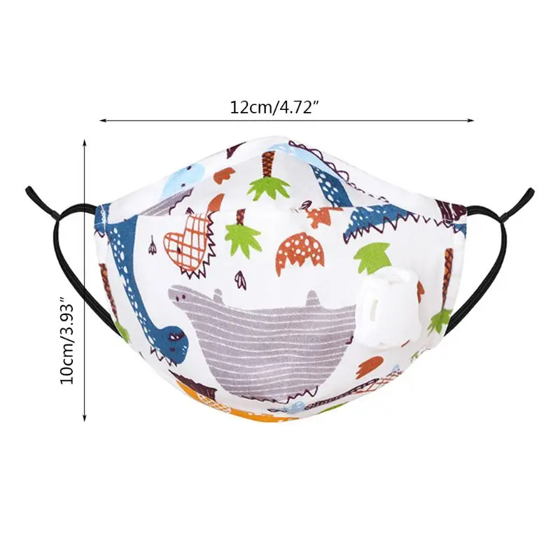

Kids Cartoon Printed Cotton PM2.5 Mouth Mask with Breathing Valve Replacement Filter Activated Carbon Anti-pollution Anti-smog D