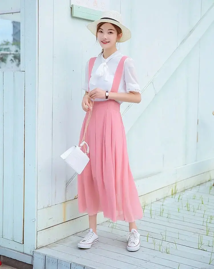 Женская плиссированная юбка в литературном стиле шифоновая преппи с высокой