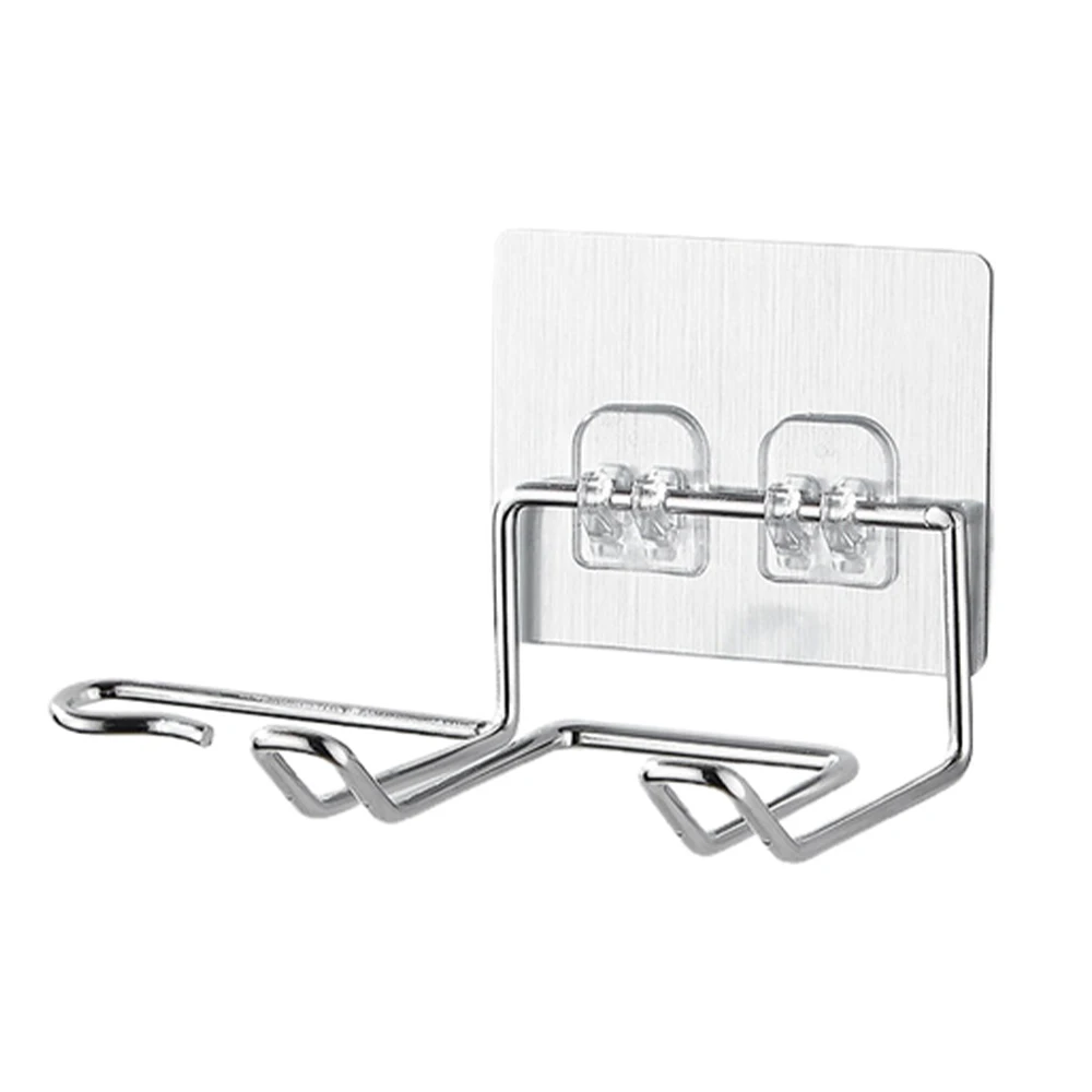 

Household Wall-Mounted Type Hanging Storage Racks Single Hair Dryer Rack Stainless Steel Shelf Bathroom Free Punching Holders