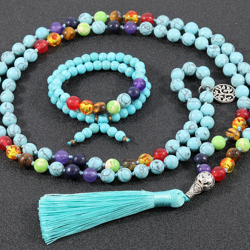 

OAIITE Japamala 108 бусы женское ожерелье из ниток натуральный браслет с деревом жизни амулет ювелирные изделия