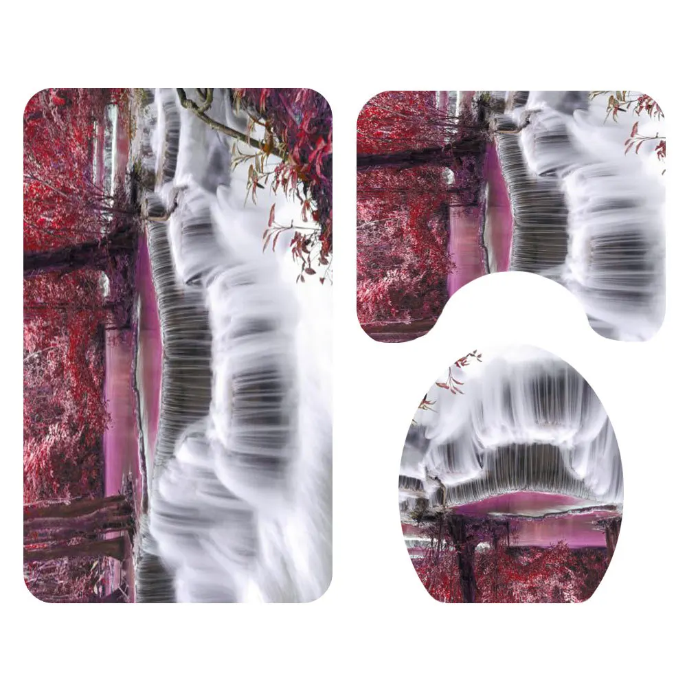 Цветочные занавески для душа и коврик ванной набор коврики туалета крышка