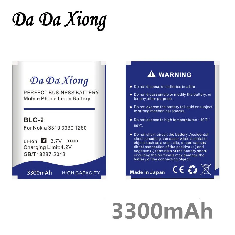 Da Xiong 3300 мАч BLC 2 BLC2 литий ионный аккумулятор для телефона NOKIA 3310 3330 1260 2260 3315 3320 3350 3360