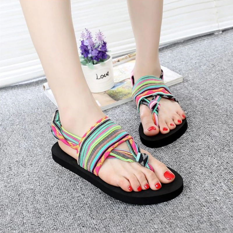 

2021 New Women Shoes Flip Flops EVA Cloth Belt Summer Bohemian Style Beach Sandals