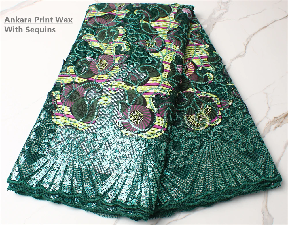

XIYA Exclusive African Lace Fabric 5 Yards Quality Embroidery Nigerian Robe Sewing Material Ankare Sequin Lace Fabric 4147B