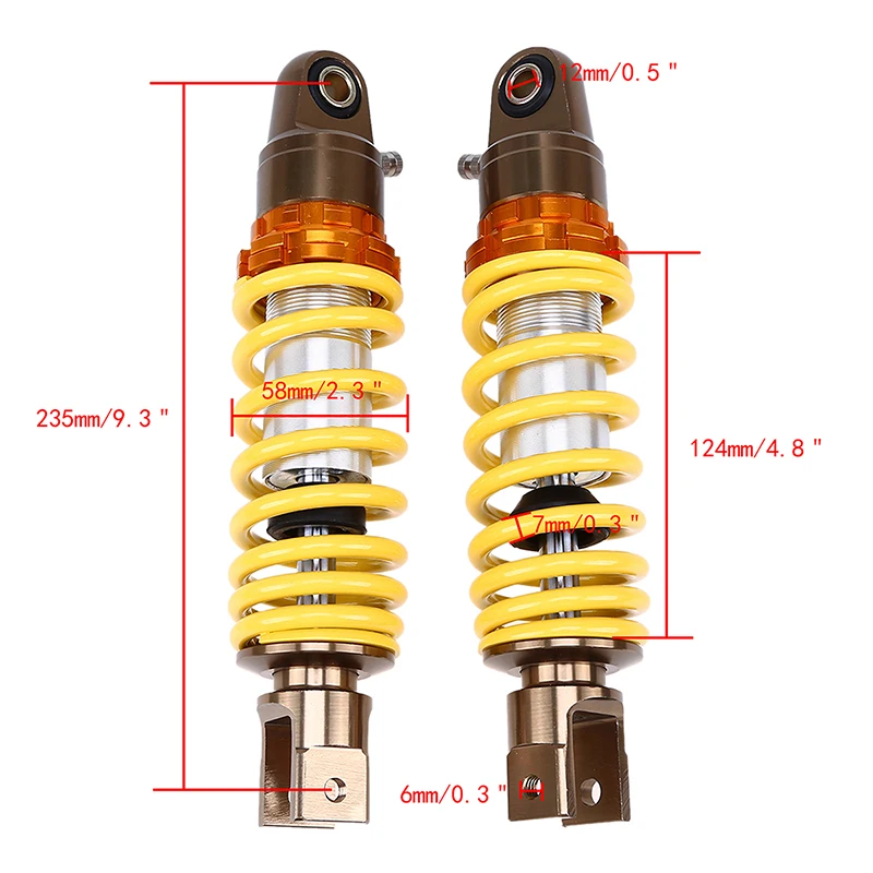 Желтый Задний амортизатор POSSBAY 235 мм для мотоцикла подвеска Honda Yamaha Suzuki запчасти