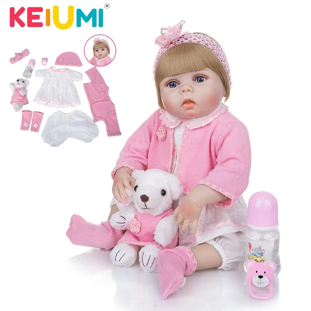 

KEIUMI 23 Inch Real Reborn Baby Doll Adorable Lifelike Toddler Bonecas For Menina Full Silicone With Surprise for Christmas Gift