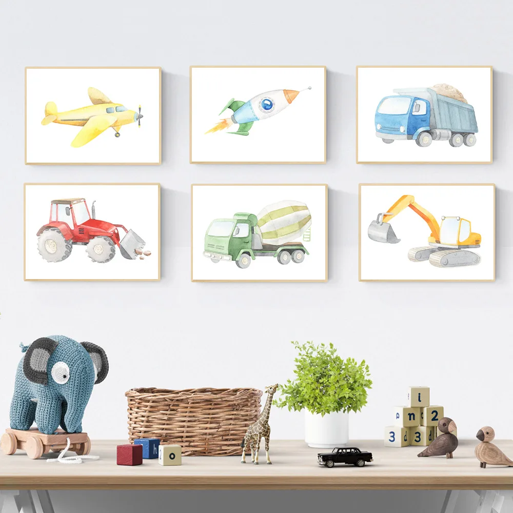 Скандинавский холст для детской комнаты окраска самолетов постер автомобиля