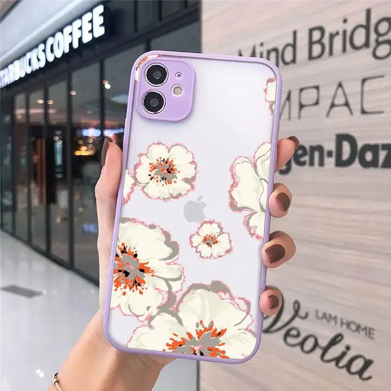 

Dried flowers pink Phone Cases matte transparent For iphone 7 8 11 12 plus mini x xs xr pro max cover