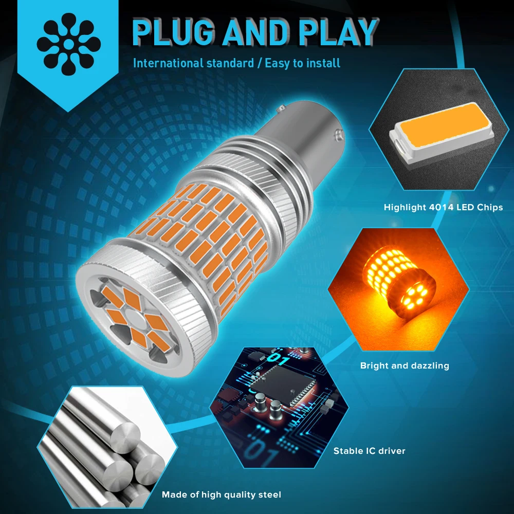 2x CANBUS Error Free светодиодный лампы сигнала поворота светильник P21W 1156 BAU15S BA15S PY21W для