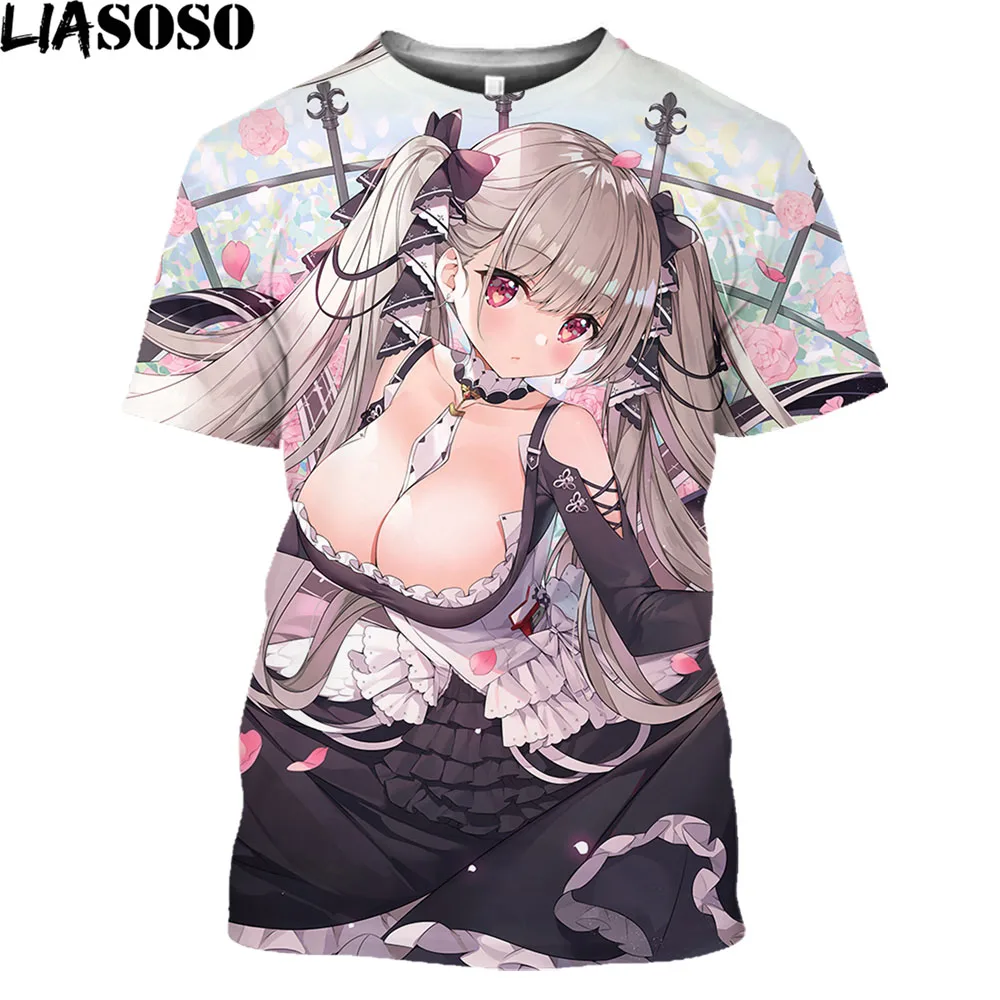 

LIASOSO Anime Game Azur Lane T-Shirts 3D Print Men Women T Shirt Hentai Sexy Tee Bikini Clothing Cartoon Loli Harajuku Tops 2021