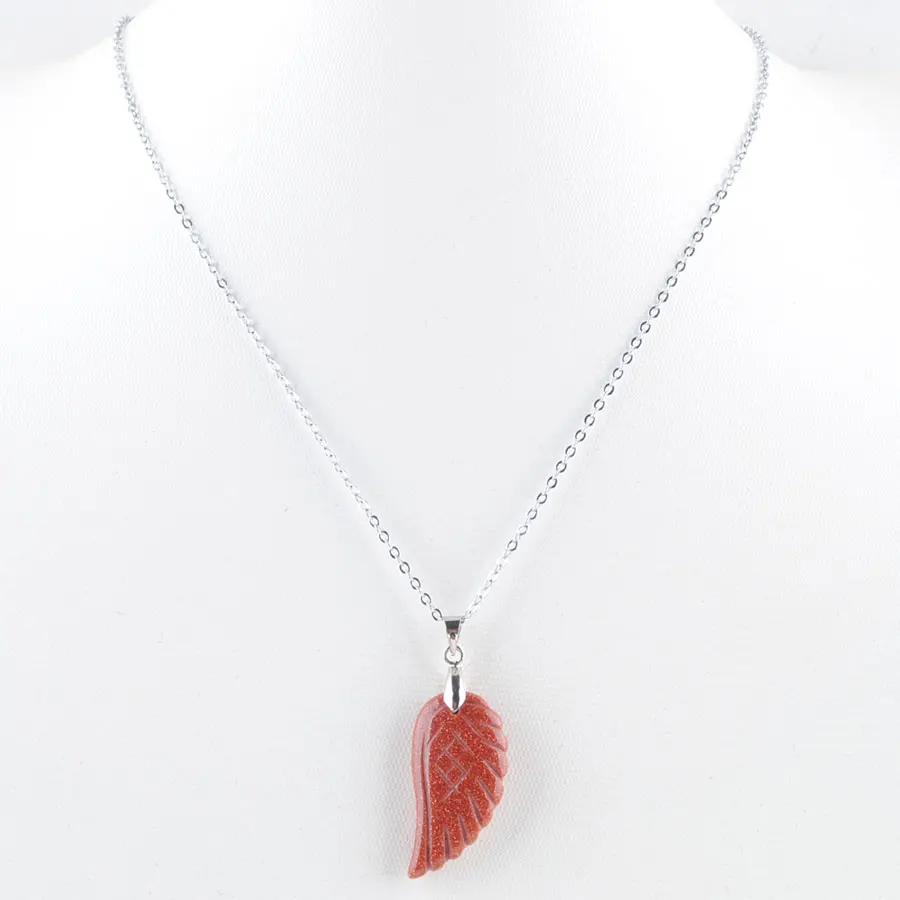 Golden Sand Necklace Натуральные драгоценные камни, бусины крылья посеребренные Рейки чакра кулон ожерелье 18 дюймов WOJIAER PBN358 - Окраска металла: Golden Sand Necklace