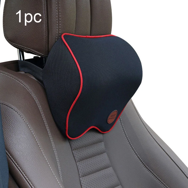 1pc Black Red Автомобильная подушка для шеи и подголовника, подушка для автомобильного сиденья, подушка для головы, защита для шеи, автомобильное сиденье, подушка для шеи с памятью, хлопковые автомобильные аксессуары - Цвет: 1pc Black Red