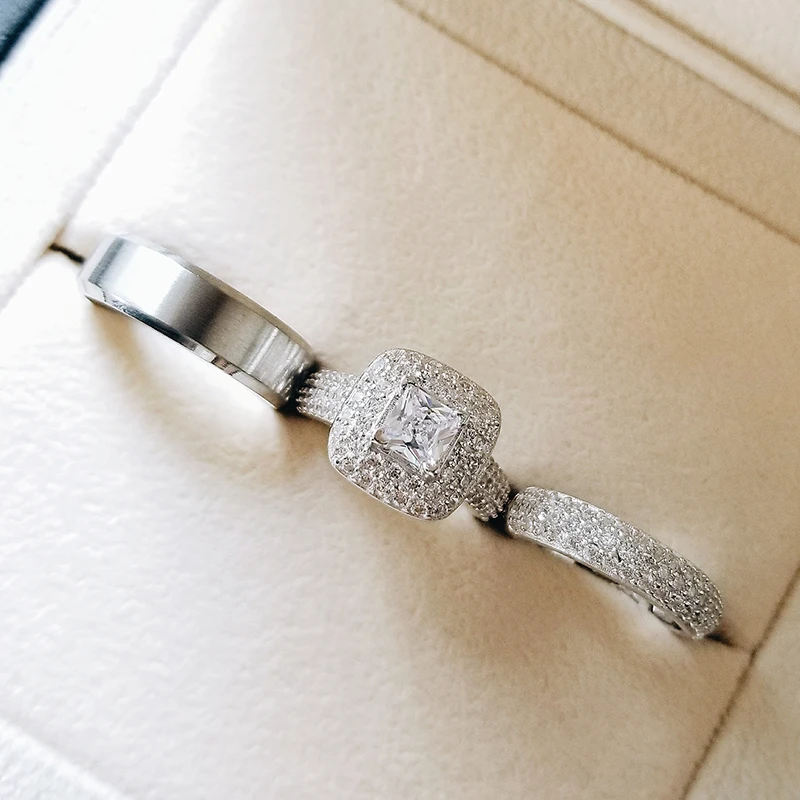 Настоящее серебро 925 пробы обручальное кольцо для пары набор невесты женщин и