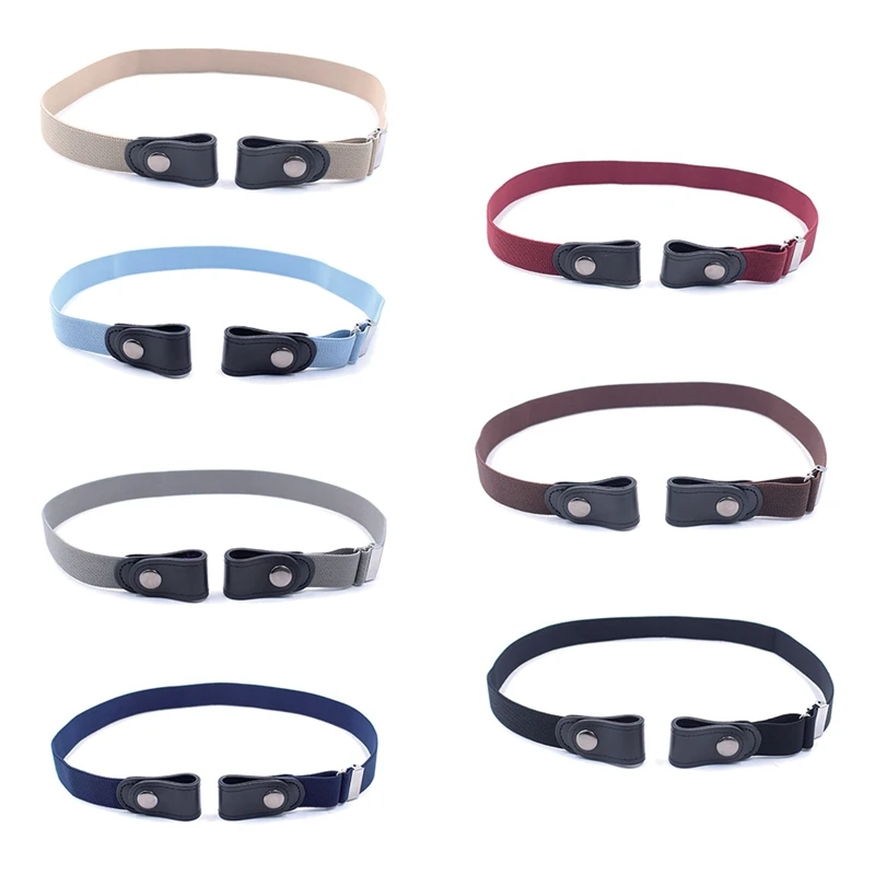 

PU Waist Belt Universal Buckle-Free Adjustable Nylon Leather Belts Waistband outdoor belt