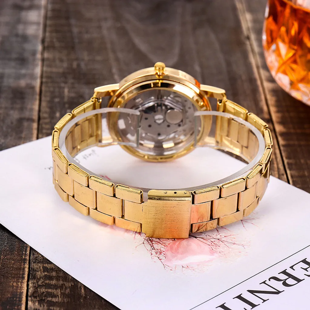

Fashion Silver Golden Luxury Hollow Steel Watches Wrist Watch Clock Retro Waterproof High Quality Hot Brand Business Masculino