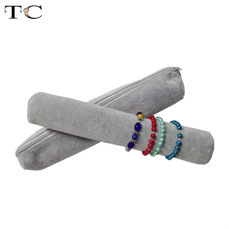 Сумка на молнии для ювелирных изделий серая бархатная коробка хранения часов