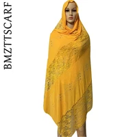 2020 newest soft cotton lace scarf muslim women african scarf with rhinestones nice lace scarf for shawls wraps