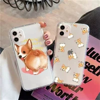 clear cute corgi puppy case for iphone 12 11 pro xs max 6 6s 8 7 plus x xr 12 mini 5s se 2020 soft camera protection back cover