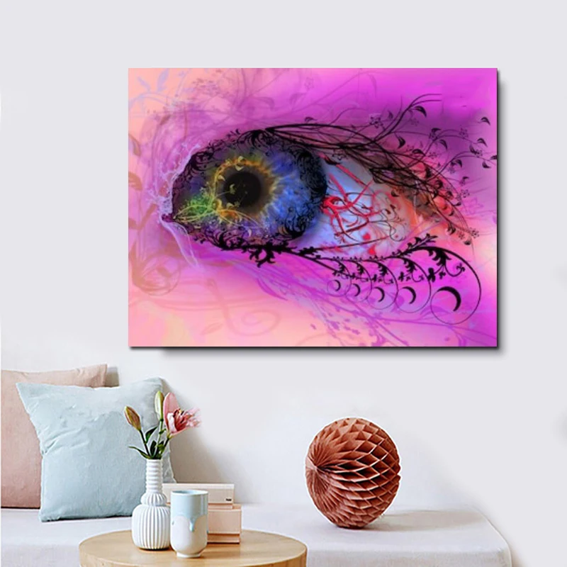RELIABLI Арт холст для живописи Wall ART плакаты портреты и принты Красочные линии глаза