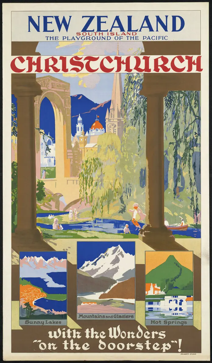 

CHRISTCHURCH NZ TRAVEL VINTAGE REPRO Art Silk Poster Print 24x36inch