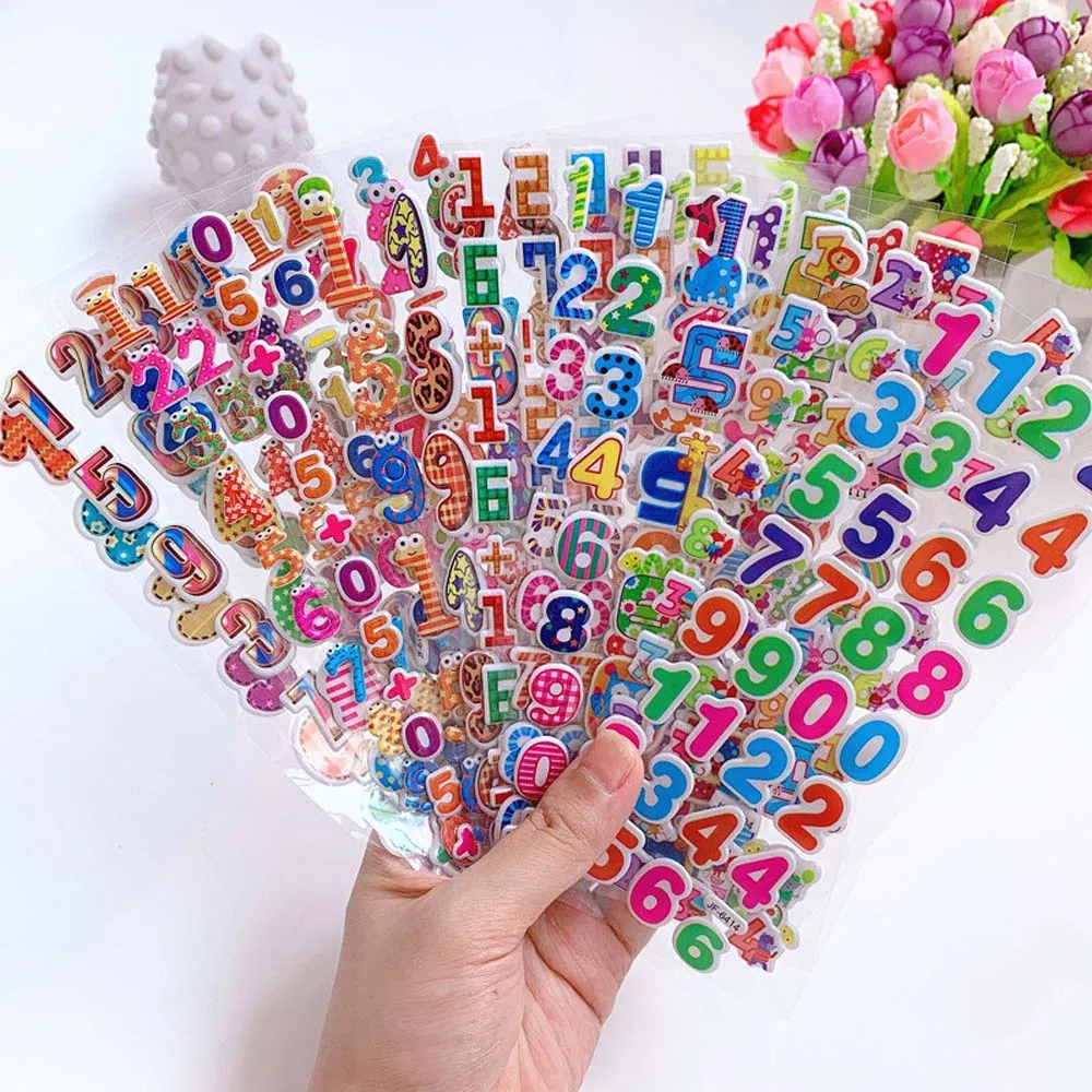 

20 Sheets Stickers Kids Stickers 3D Puffy Bulk Cartoon English Alphabet Letters Number Stickers Educational Toys for Girl Boy