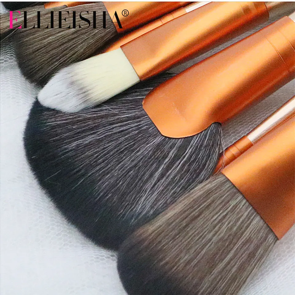 Набор кистей для макияжа ELLIEISHA Pink профессиональные кисти из натуральной козьей