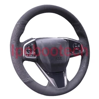 flower design black suede leather steering wheel diy hand sewing protector wrap cover fit for honda civic 16 19 cr v 17 19