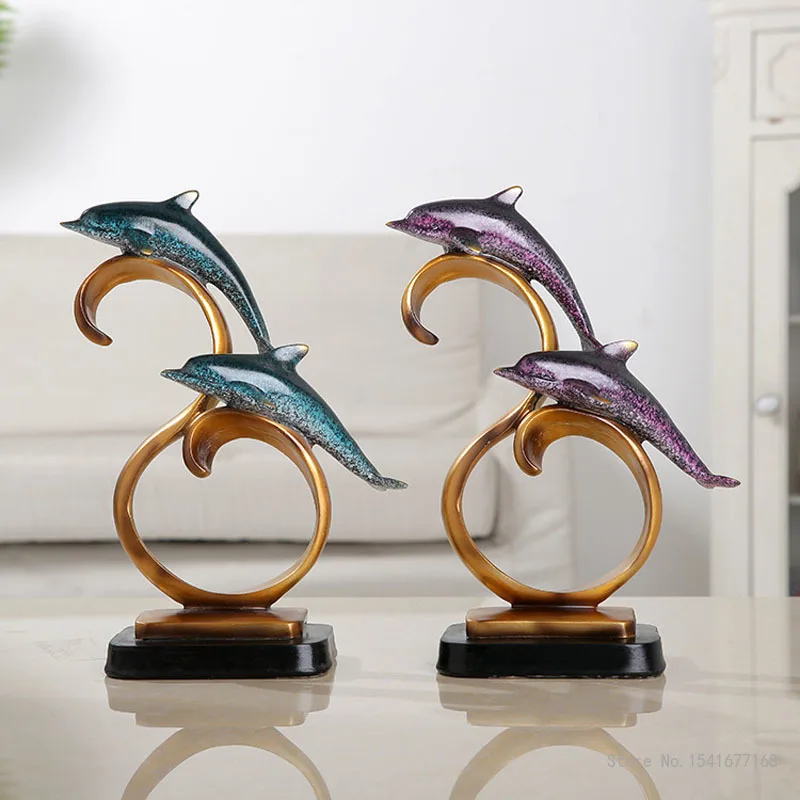 

European resin crafts dolphin diving decoration porch home living room study bedroom partition gift decoration home accessories