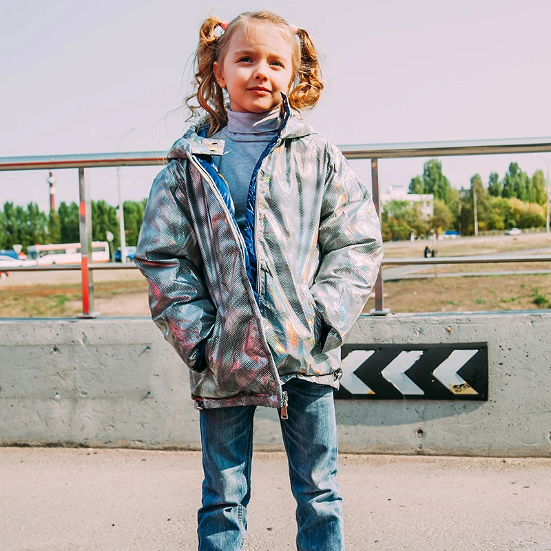 HH Children Fashion Winter Jacket For Girls Warm Hooded Down Coat Boys Double-sided Jackets Waterproof Coats Baby Kids Parka | Детская