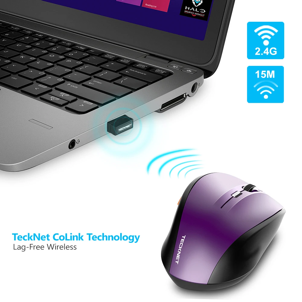 TeckNet Классическая беспроводная мышь 2 4 ГГц портативный оптический USB нано