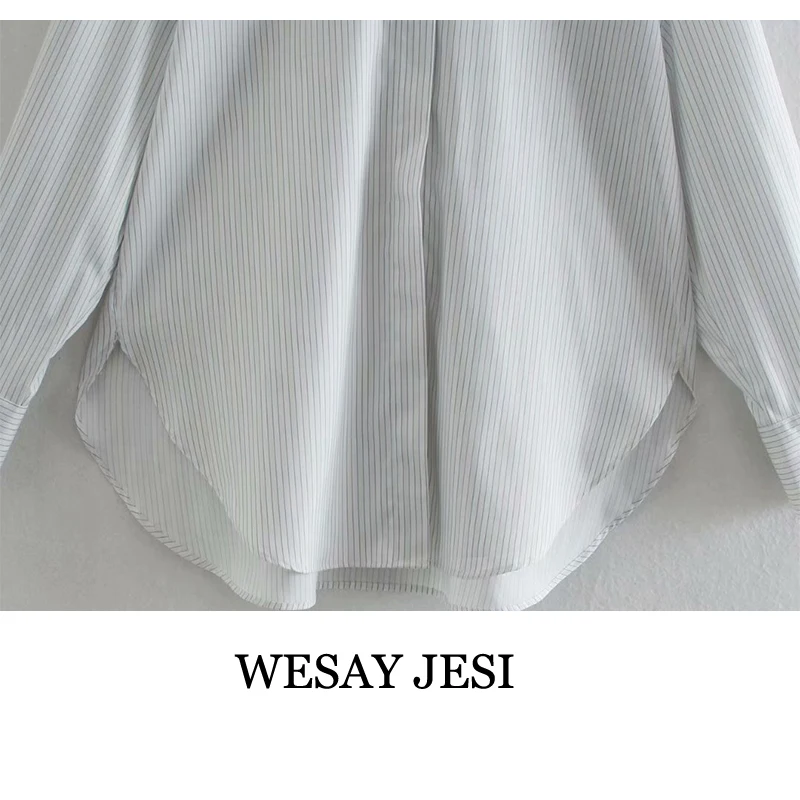 

WESAY JESI Shirt New Top Women Casual Fashion 2021 Loose Striped Lapel Blouse Office Ladies Long Sleeve Shirts Chic Blusas Tops