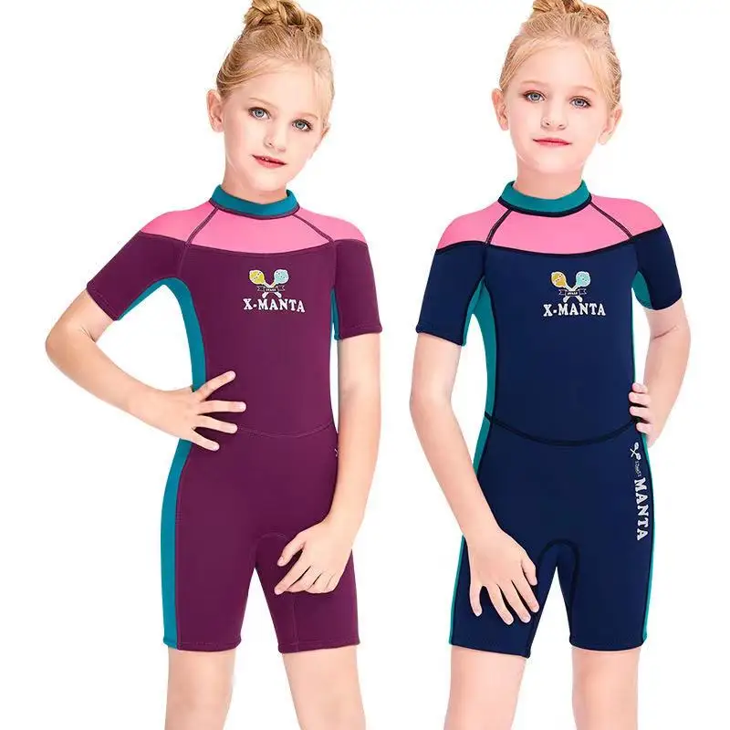 

2021 New Fashion Swim Wetsuit For Girls Children 2.5mm Neoprene Diving Suit Swimsuit Kids Surf Jellyfish Swimwear Wet Suits