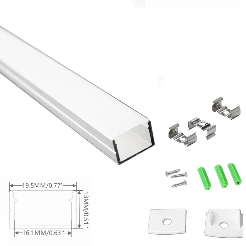 5/10-Pack 1M 40Inch U Shape LED Aluminium Profile Milky Diffuser,16MM Philips Hue Strip Tape Housing Channel Track 13MM High