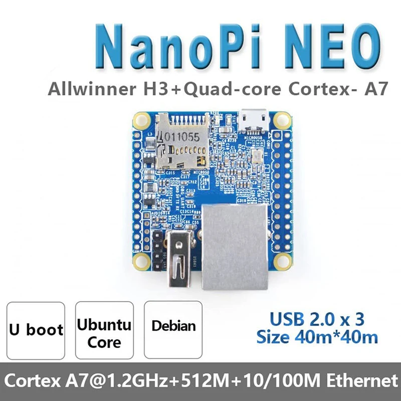 NanoPi NEO макетная плата Allwinner H3 с открытым исходным кодом Super Raspberry Pie Quad Core Cortex A7 DDR3 RAM