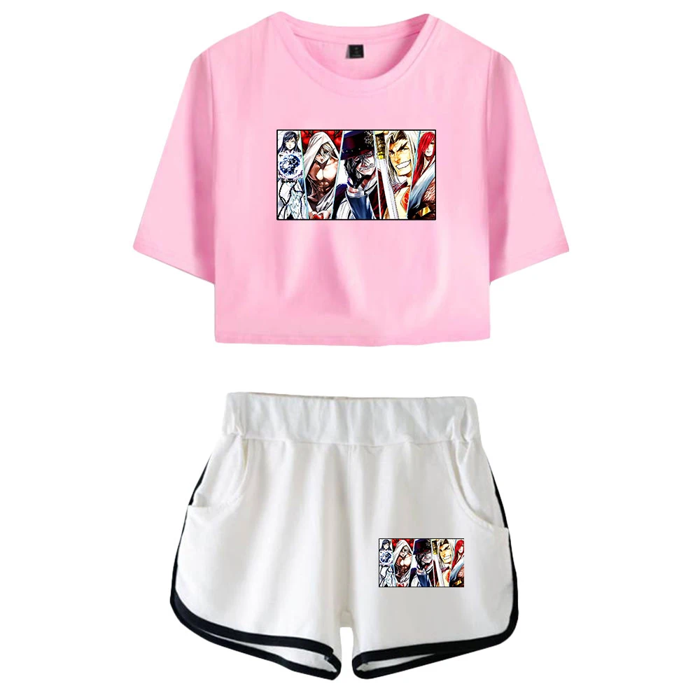 

Kawaii Record Of Ragnarok Print Summer Girl Sets Sexy Short Tops+shorts Elastic Waist Suit Two Piece Set Y2K Women-clothing