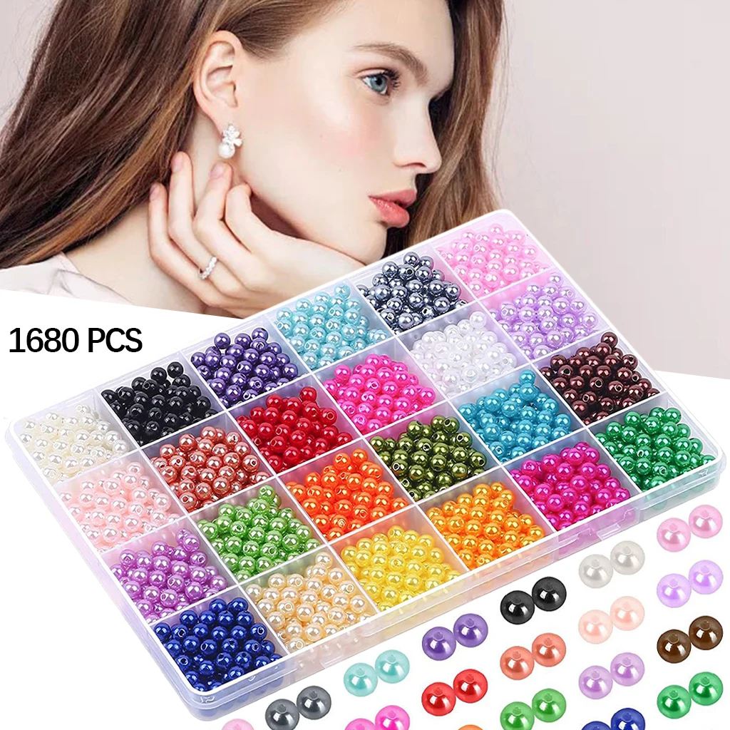 1680pcs Round Pearl Beads 6mm DIY Craft 24 Mixed Colors Plastic Spacer | Украшения и аксессуары