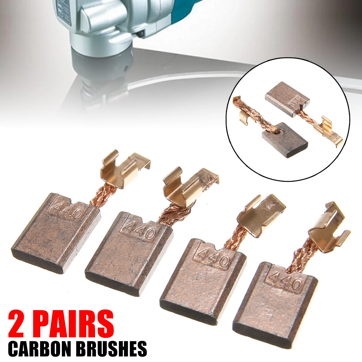 2 Pairs CB-440 Carbon Brushes Replacement for Electric Motor Power Tools Makita DTD140 DHP456 DHP458 DTW251 BHP451 BTD140