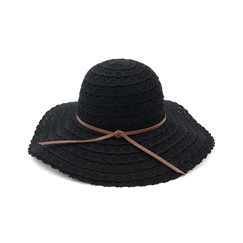 New female basin fisherman bucket hat women soft and foldable hollow lace woven straw hat dome sun hat gorro de pescador Lace