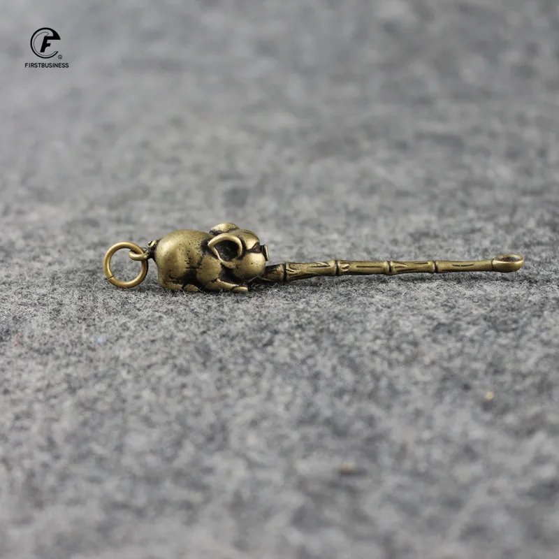Медная медная ложка Ушная бамбуковая маленькая статуя украшения животное на