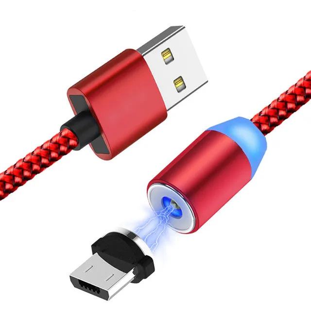 Красный Usb-кабель для зарядки samsung galaxy A10 A50 A6 J7 J3 Honor 8X 7A Oppo A7 F7 R11 Android 360 градусов Круглый Магнитный шнур зарядного устройства - Цвет: Красный