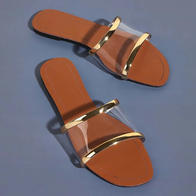 

Slippers Women Sandal Open Toe Flats Casual Slides Summer Outdoor Beach Female Flip Flops Ladies Transparent Flat Slippers