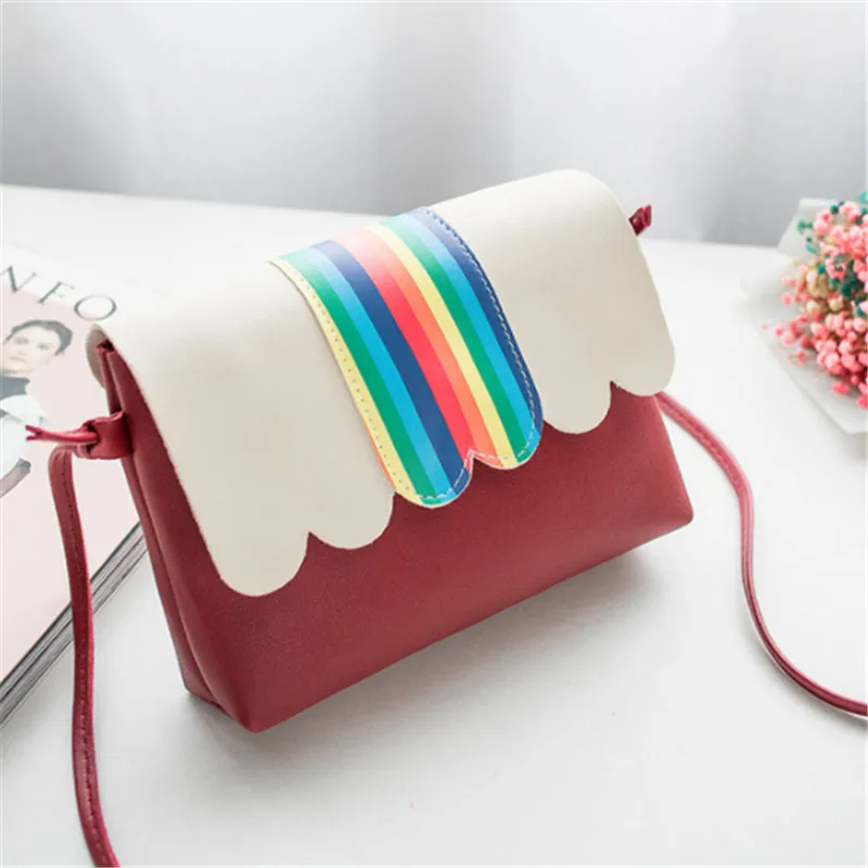 Сумки через плечо для женщин с милым радужным принтом на Маленькие из
