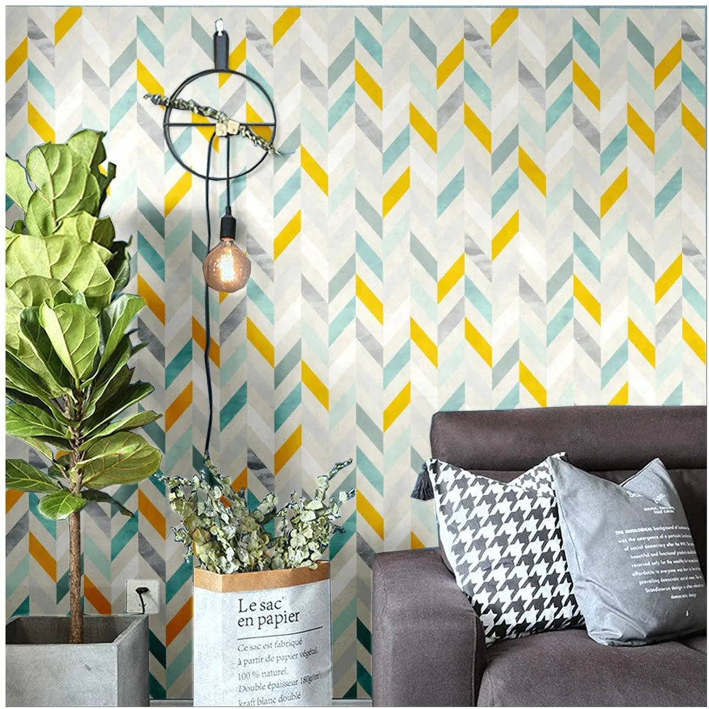 

Multicolor Herringbone Peel and Stick Wallpaper Self-Adhesive Prepasted Contact Paper Wall Mural For Living Room Home Decortion