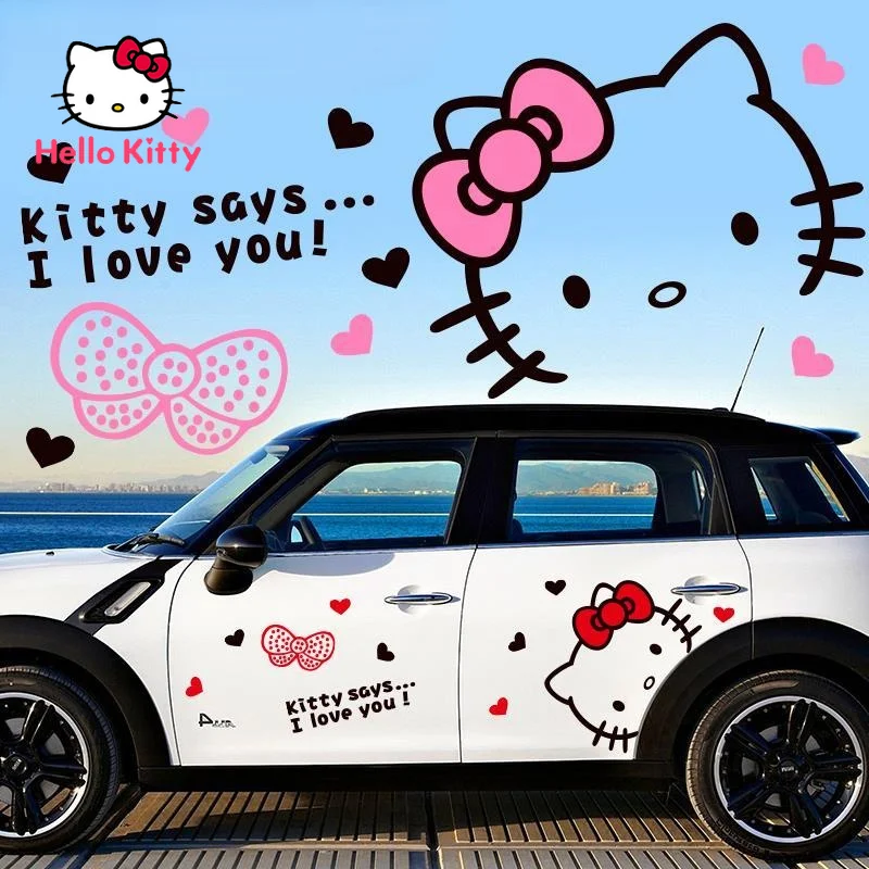 

Hello Kitty Car Accessories Stickers Cartoon Creative Whole Car Stickers Car Door Garland Decoration Waterproof Stickers