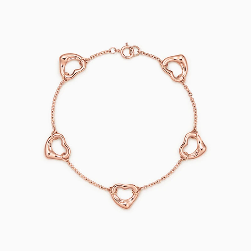 

1:1 Tiffon925 Sterling Silver Classic And Simple Five Hollow Heart Bracelets, Exquisite Craftsmanship, Ladies Jewelry Gifts