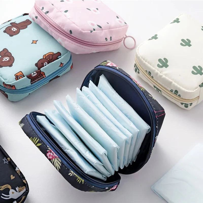 

Sanitary Pads Storage Box Women Sanitary Napkin Bag Portable Travel Bags Cosmetics Makeup Organizer Coin Jewelry Organizers